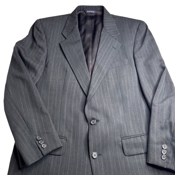 Vintage BURBERRYS’ Striped Wool Suit Jacket Sport Coat Blazer Union-Made in USA